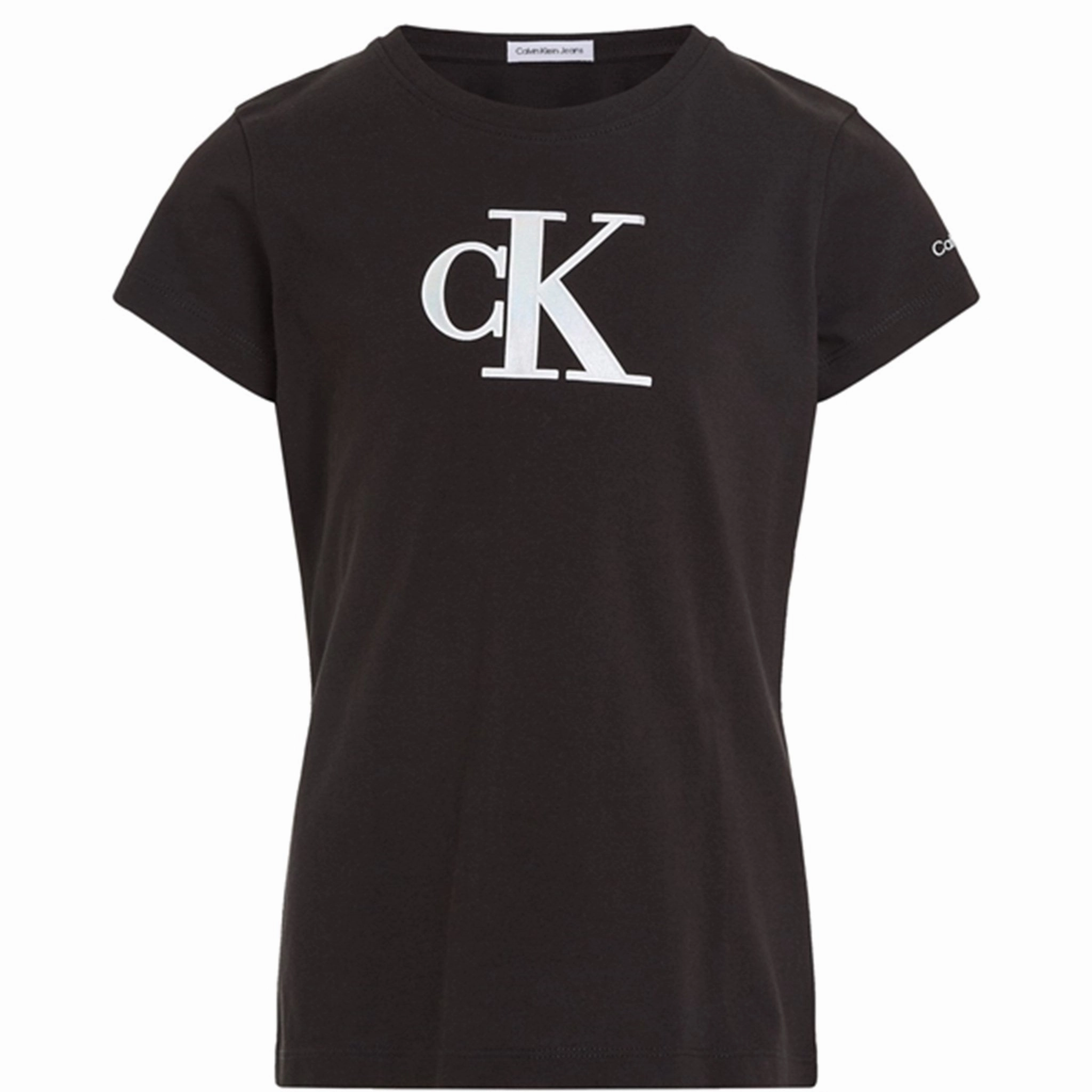 Calvin Klein Metallic Monogram Slim T-Shirt Ck Black Sporty Vibe DoubleStitched Seams