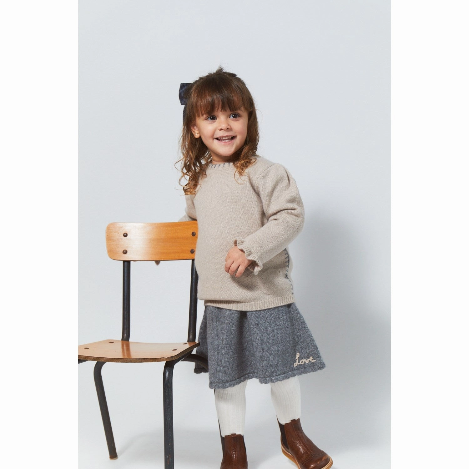 COPENHAGEN COLORS Beige Cashmere Blouse W. Heart Handcrafted Detail Versatile Design