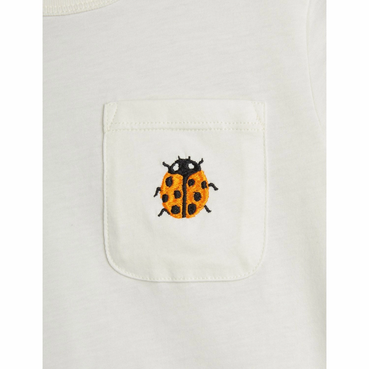 RibbedNeckBanding Active Trend Mini Rodini Offwhite Ladybugs Embroidery T-Shirt