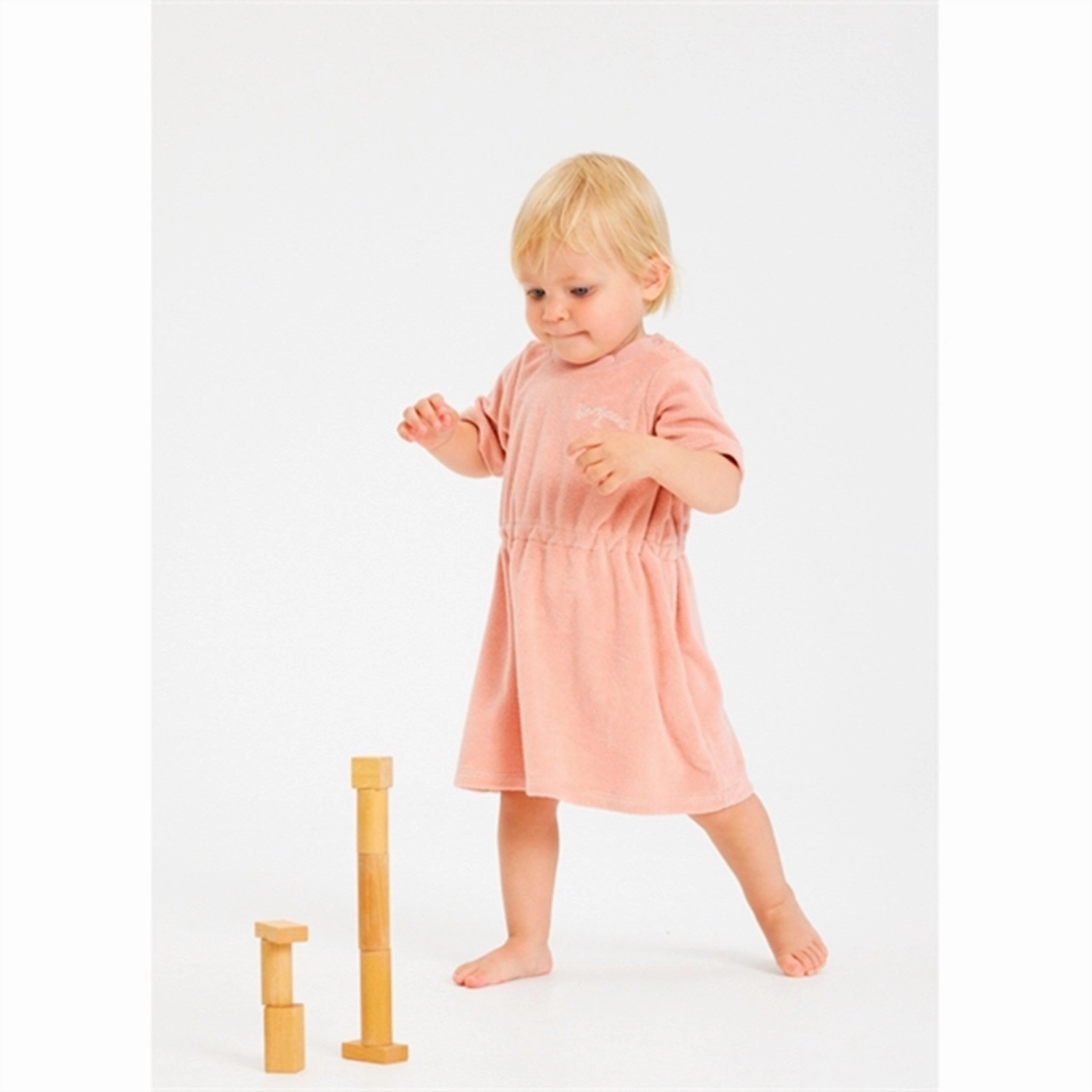 THE NEW Siblings Peach Beige Gertrud Terry Dress Crinkle Effect Gentle Look