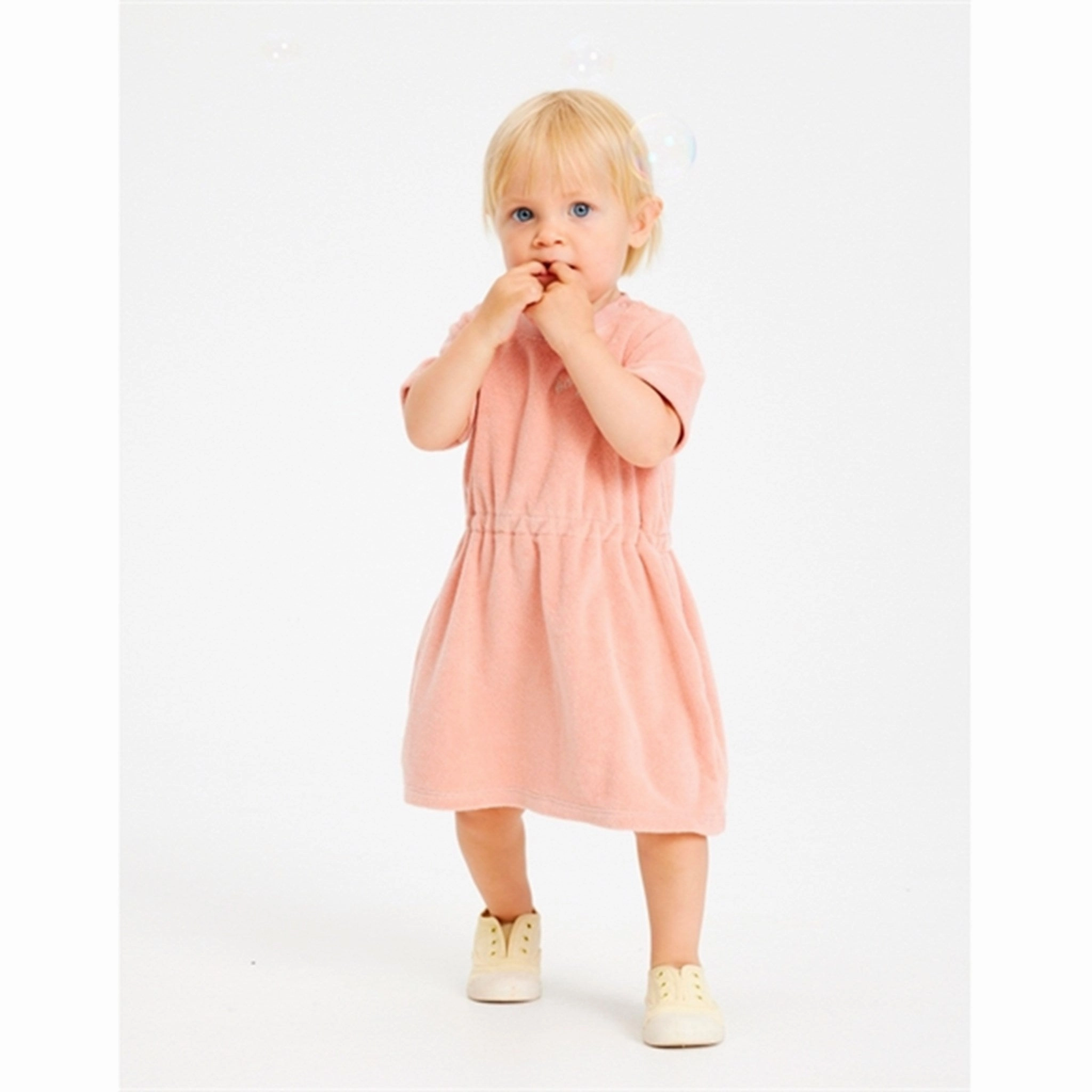 THE NEW Siblings Peach Beige Gertrud Terry Dress Crinkle Effect
