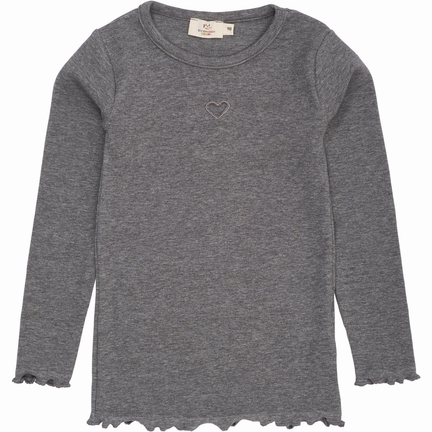 Trendy designs Timeless Piece COPENHAGEN COLORS Grey Mel Modal Rib Ls Tee W. Heart Hole Pattern