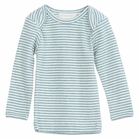 Serendipity Lake/Ecru Rib Baby Tee Stripe Bluse Casual Elegance Stretchable Fabric