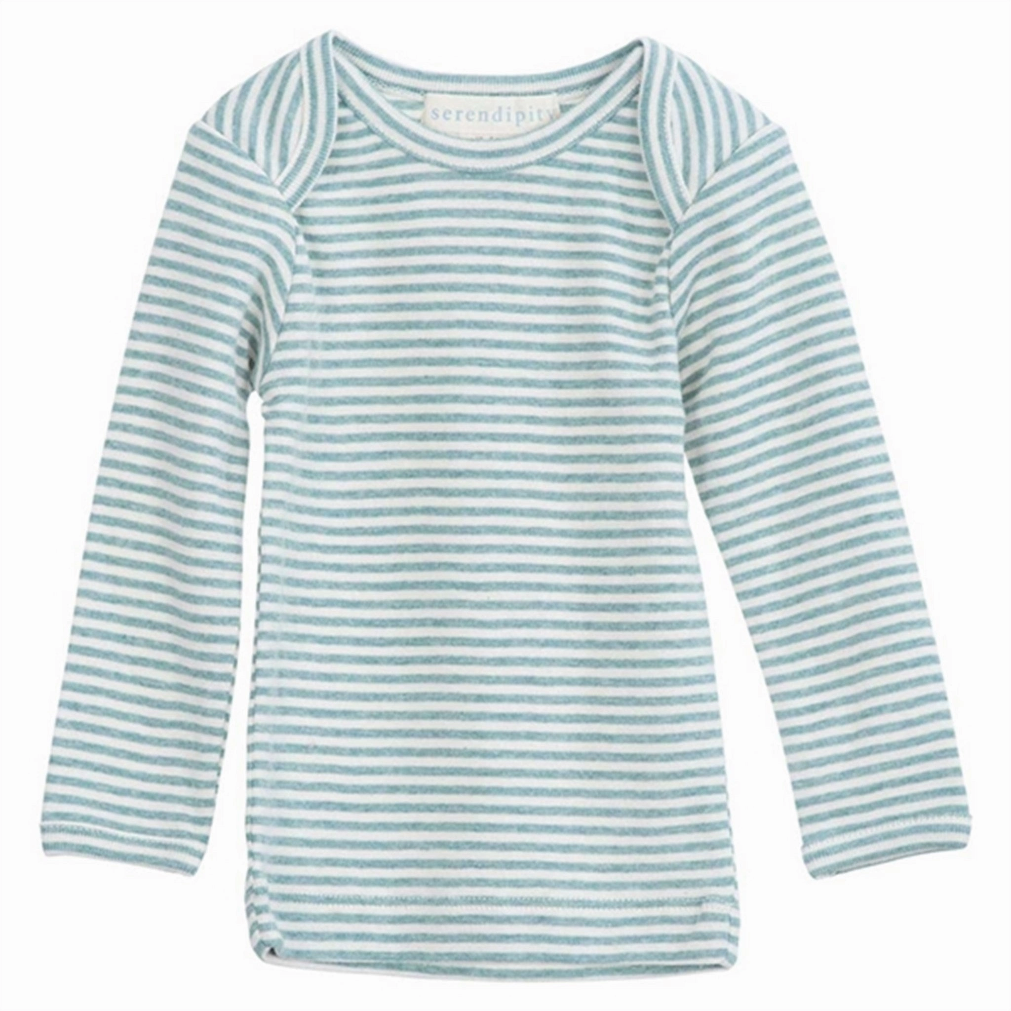 Serendipity Lake/Ecru Rib Baby Tee Stripe Bluse Casual Elegance Stretchable Fabric