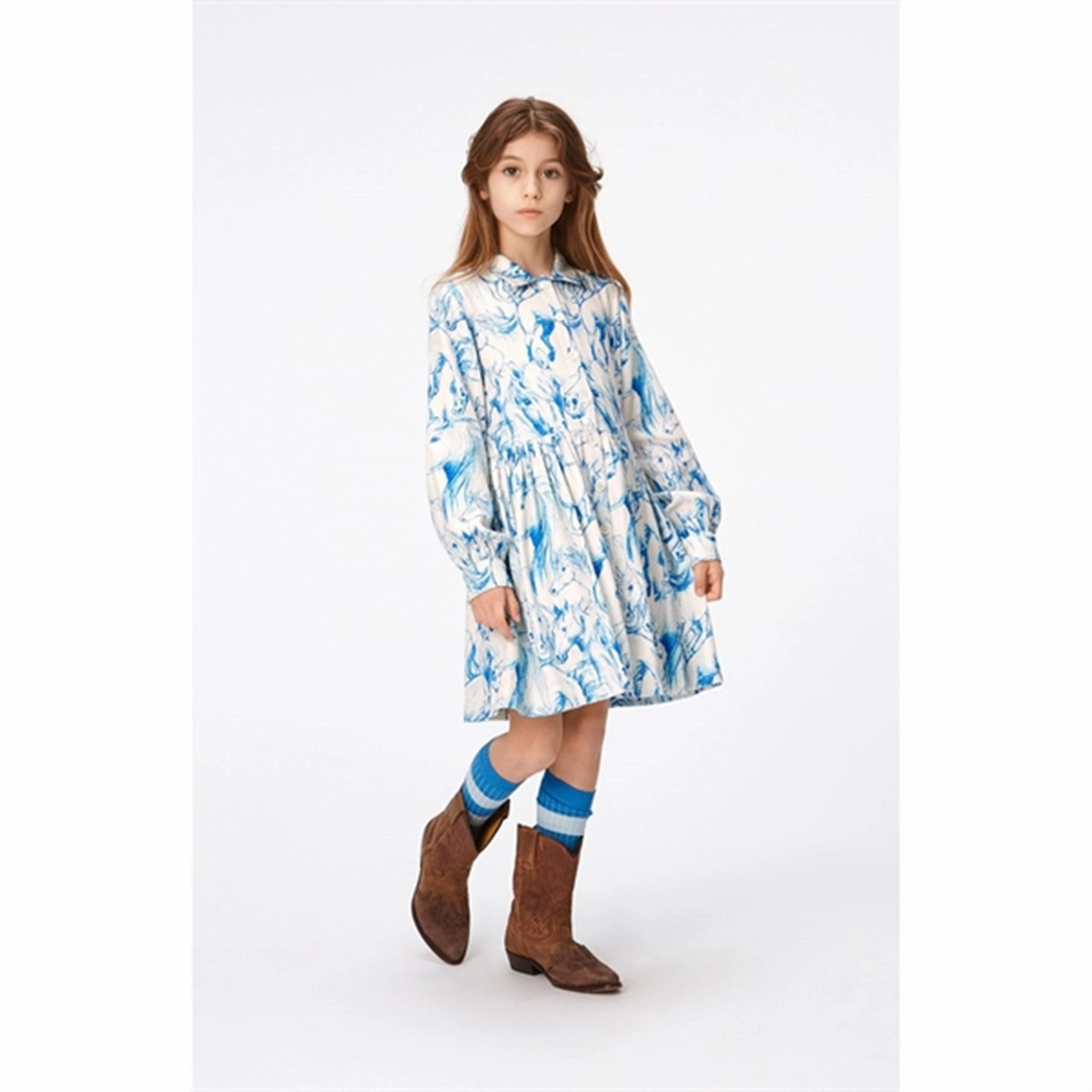 Molo Blue Horses Christy Dress flattering appearance