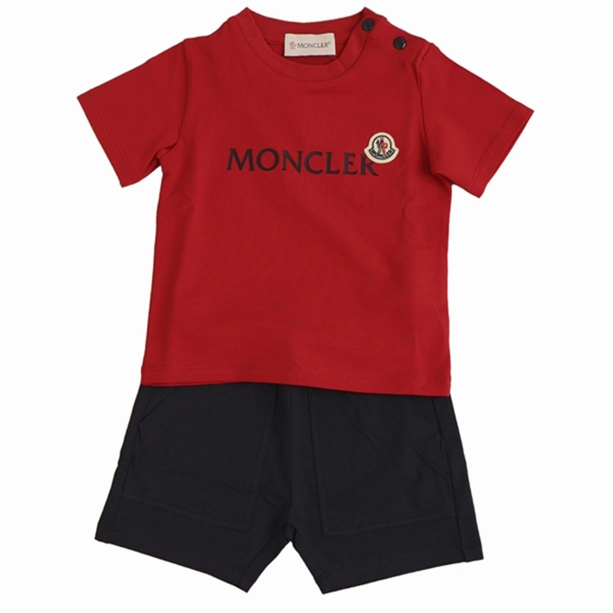 Quick Adjust Toggles Basic Stretch Moncler T-Shirt and Shorts Set Rose Red