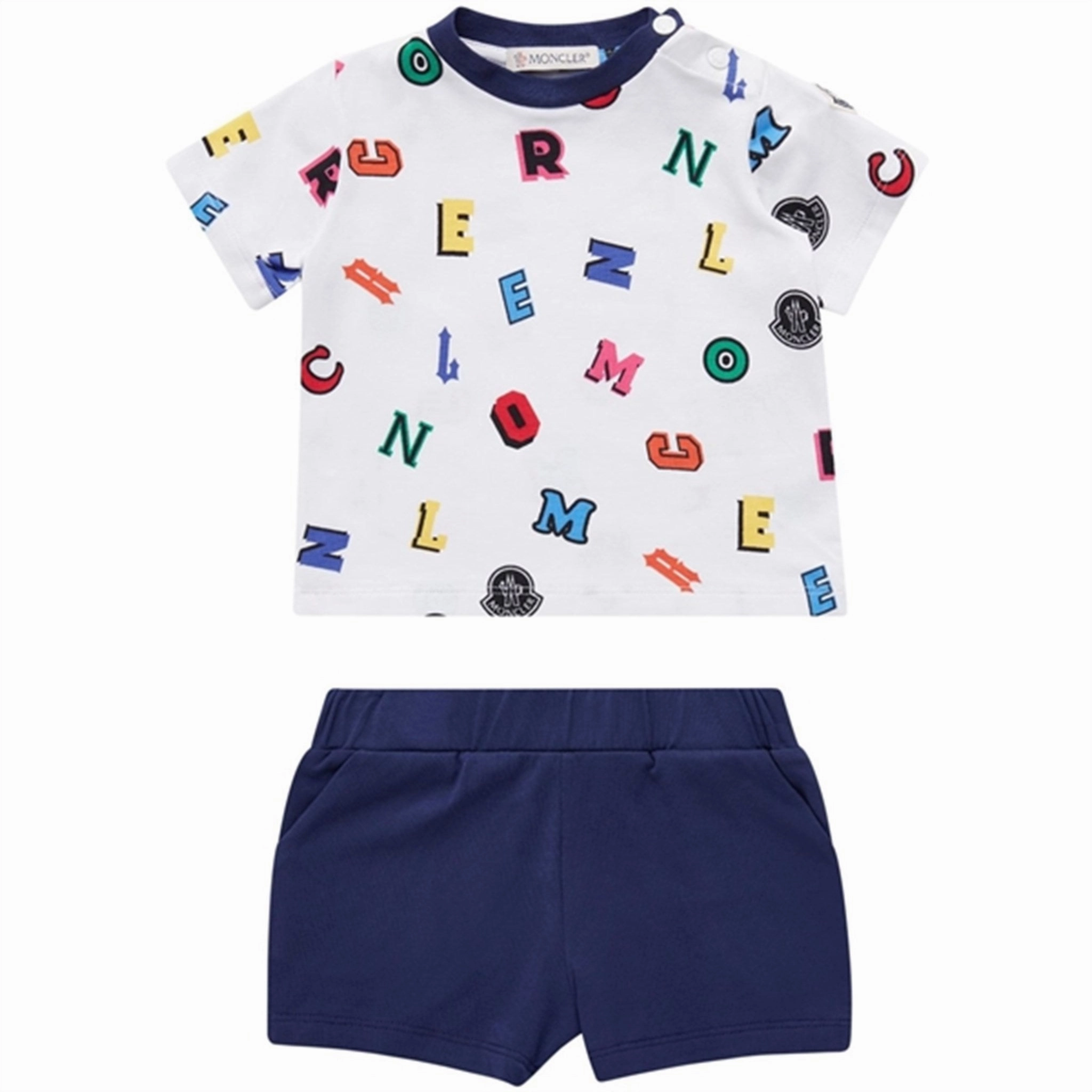 Lightweight Shirt Quality Fabric Moncler T-Shirt and Shorts Set White & Blue