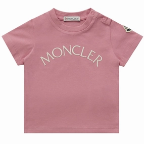elastic waistband Classic Crew Neck Moncler T-Shirt Light Pink