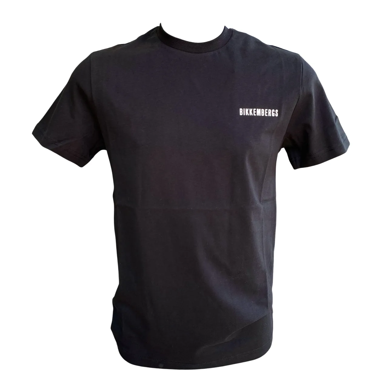 PocketDetail Bikkembergs maglietta manica corta da uomo con logo in tinta BMT0931 8000 nero