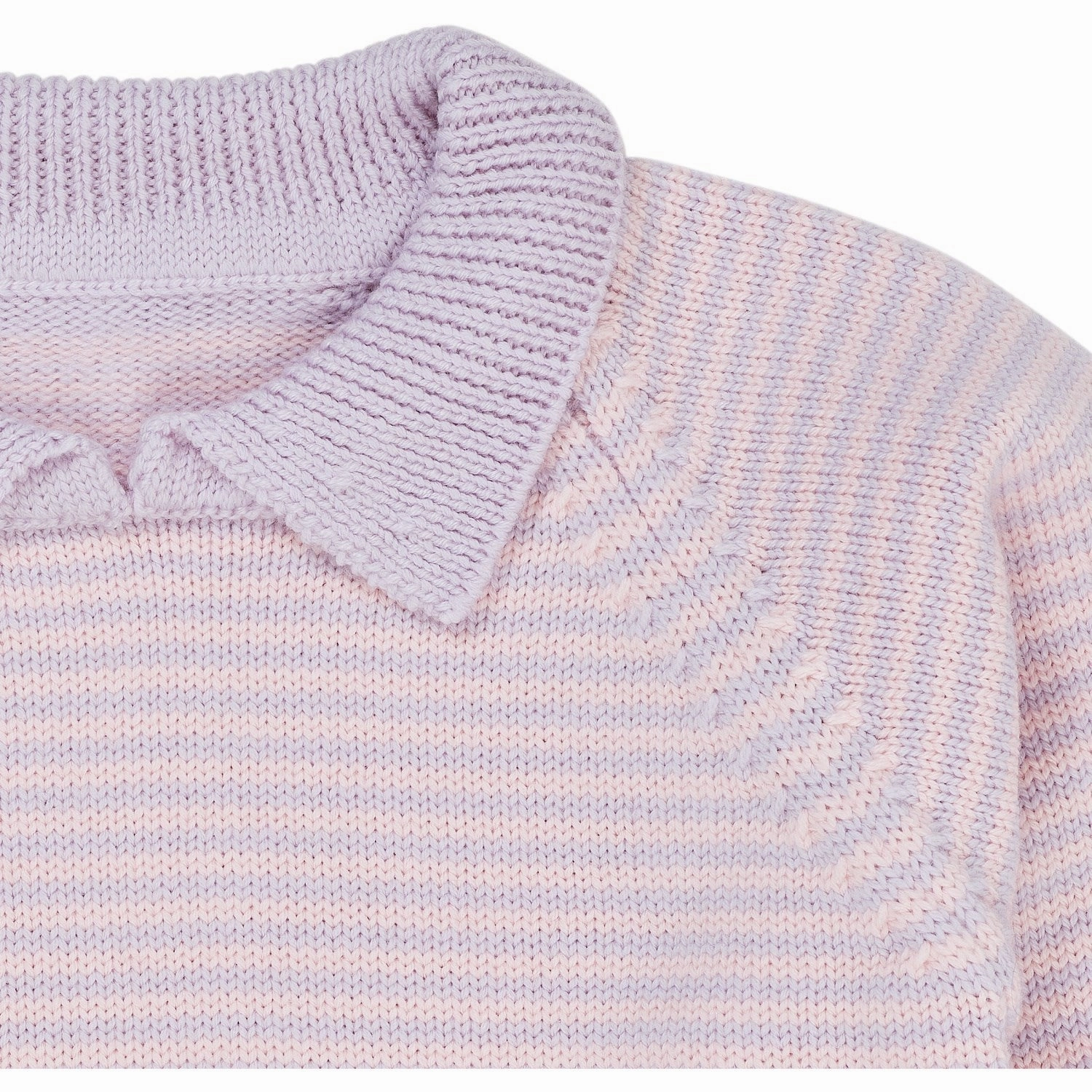 Quick Dry Construction Holiday Gift COPENHAGEN COLORS Lavender/Soft Pink Stripe Merino Striped Blouse W. Collar