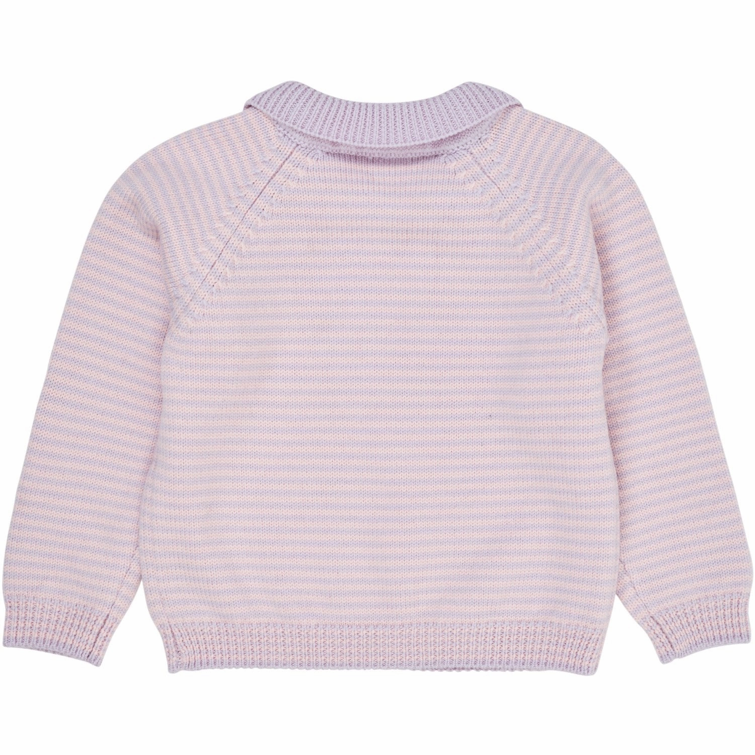 COPENHAGEN COLORS Lavender/Soft Pink Stripe Merino Striped Blouse W. Collar Eco Friendly Dye