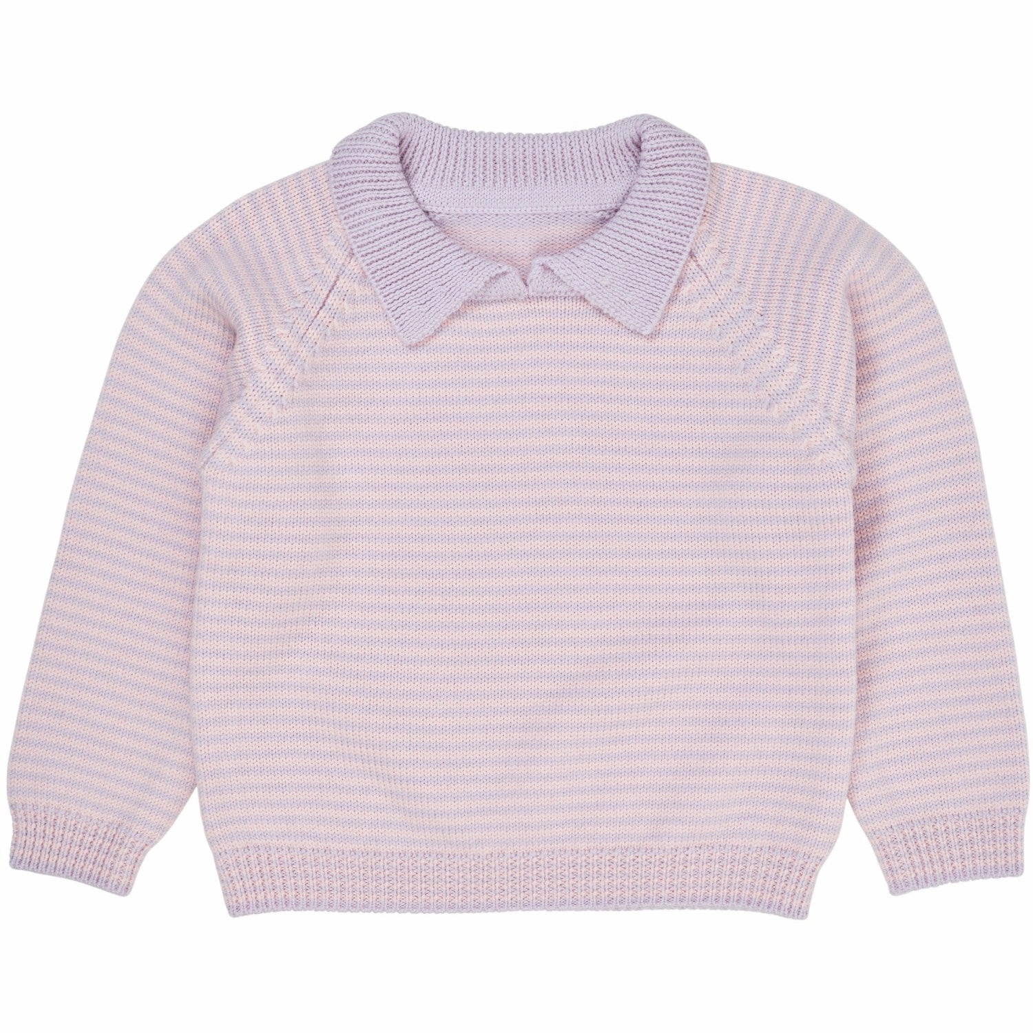 Teen Fashion High Street Fashion COPENHAGEN COLORS Lavender/Soft Pink Stripe Merino Striped Blouse W. Collar