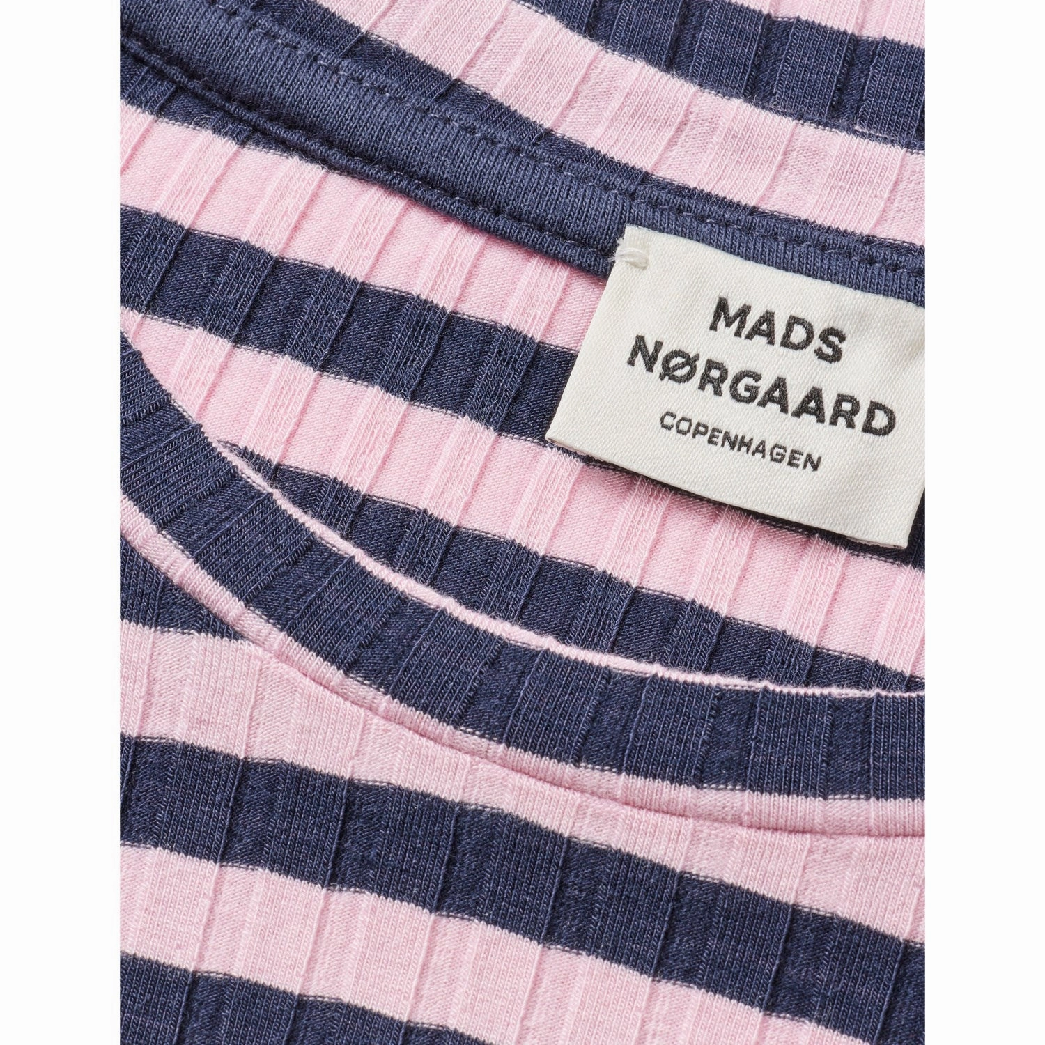Mads N?rgaard Parisian Night/Parfait Pink 5X5 Classic Stripe Tuviana Tee Anti-static Denim combination