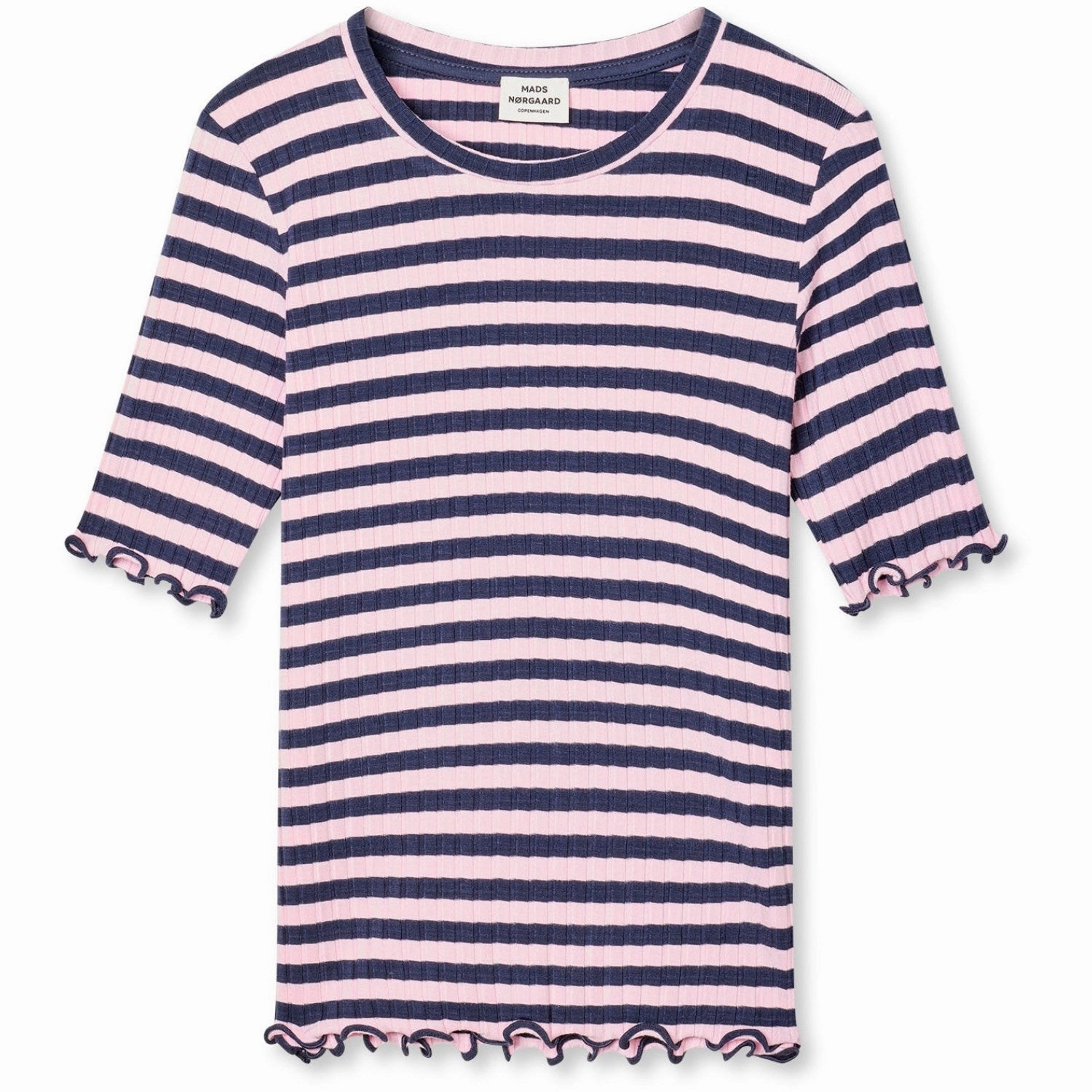 All-Season Comfort Wear Mads N?rgaard Parisian Night/Parfait Pink 5X5 Classic Stripe Tuviana Tee