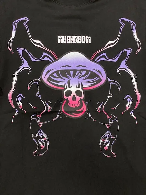 Street Style Trend Long sleeved warmth Mushroom T-shirt 19016-01 black