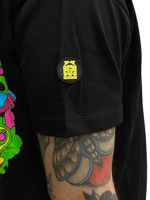 TexturedWeavePattern Mushroom T-shirt da uomo manica corta in cotone 12028-01 nero