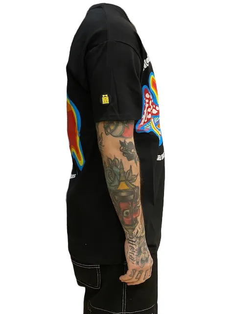 Mushroom T-shirt da uomo manica corta in cotone 12035-01 nero Summer Wear UV protection layer