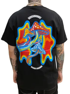 Mushroom T-shirt da uomo manica corta in cotone 12035-01 nero Easter Airflow Ventilation