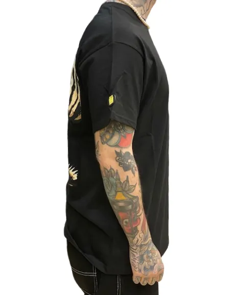 Mushroom T-shirt da uomo manica corta in cotone 12038-01 nero family gathering BreathableMeshLining