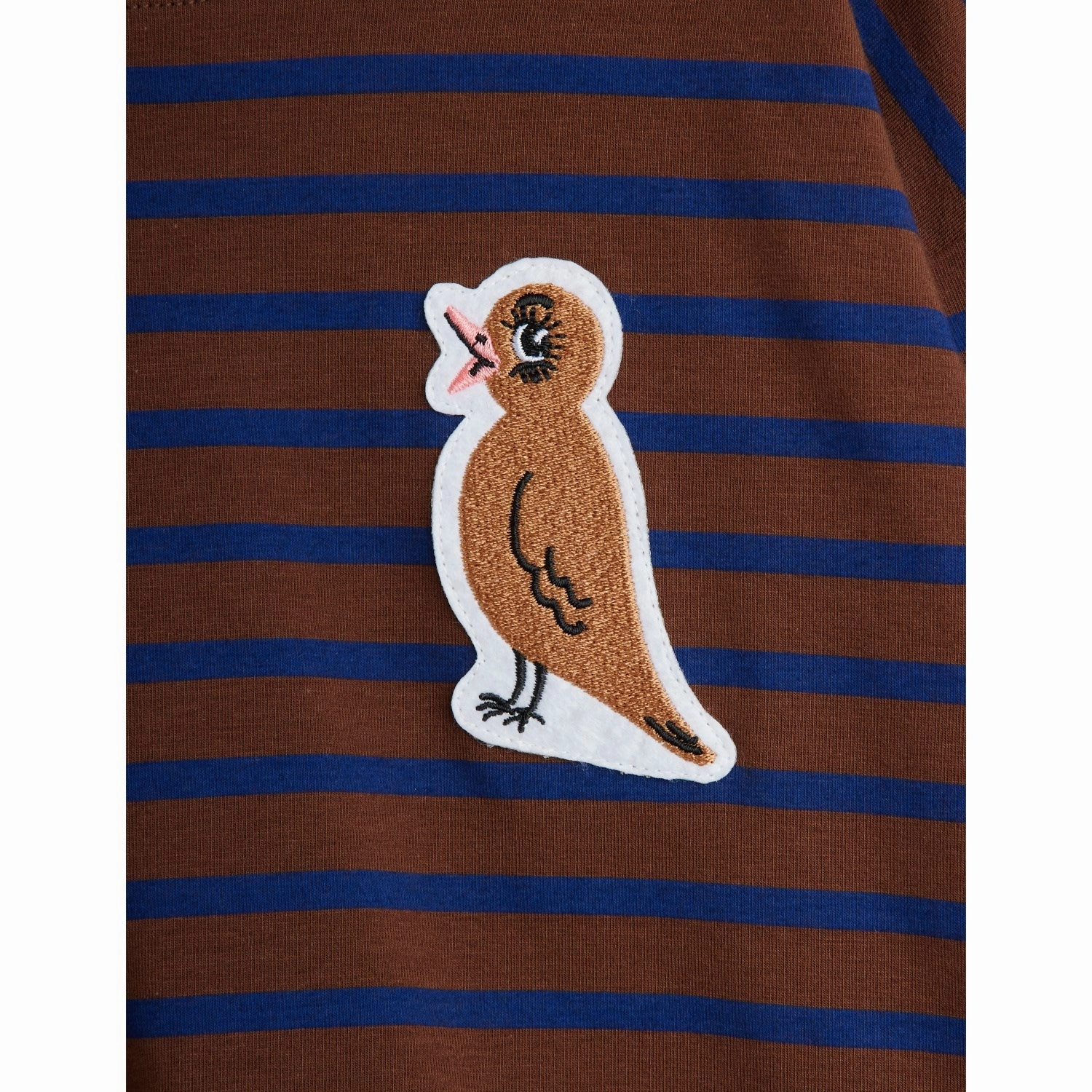 Mini Rodini Brown Stripe Bird Patch Ls Tee Easy Styling Chic Appearance