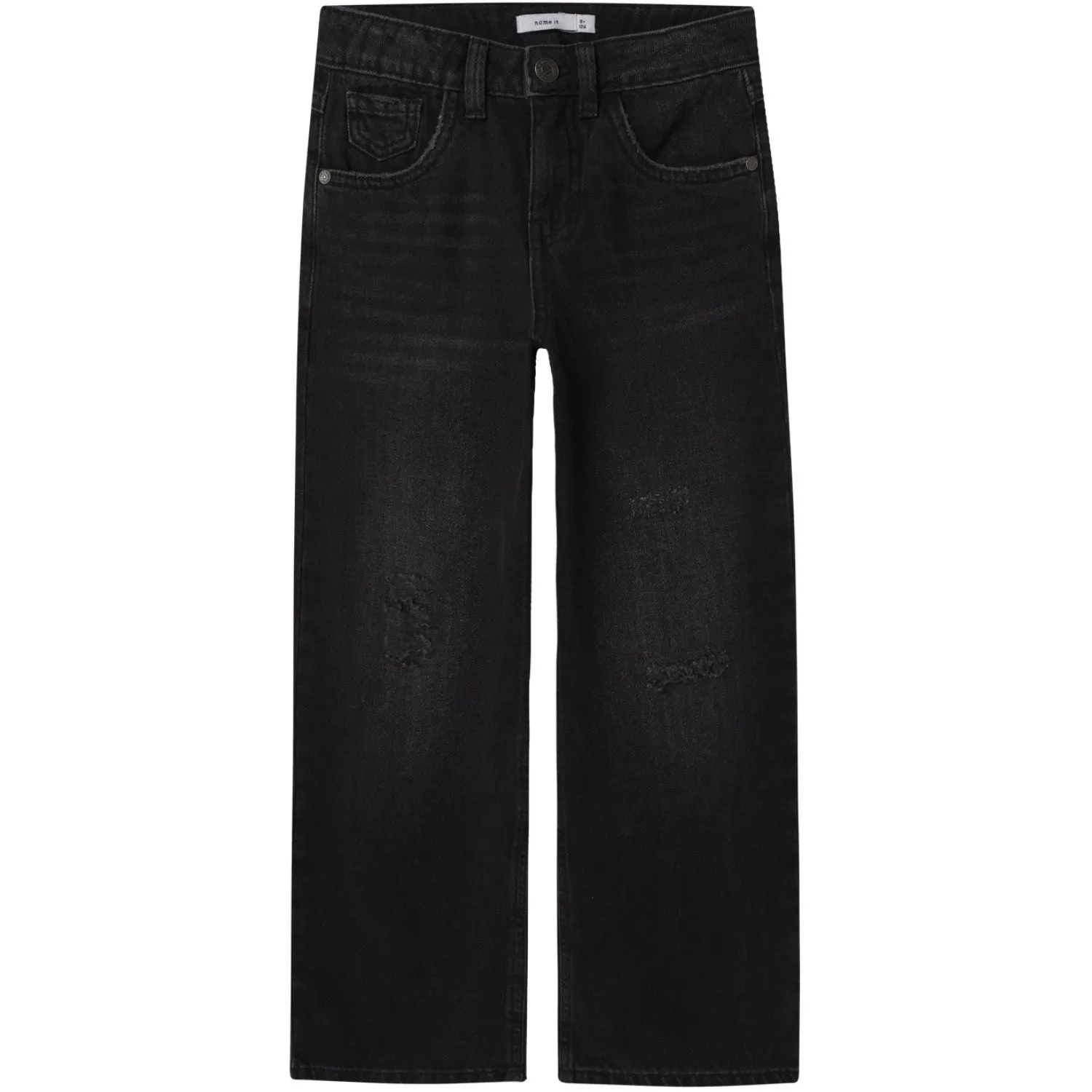Name It Black Denim Nkfrose Hw Wide Jeans Destr 1411-Be Noos Date Night Sunny Vibes Stretch Road Trip Brunch Outfit