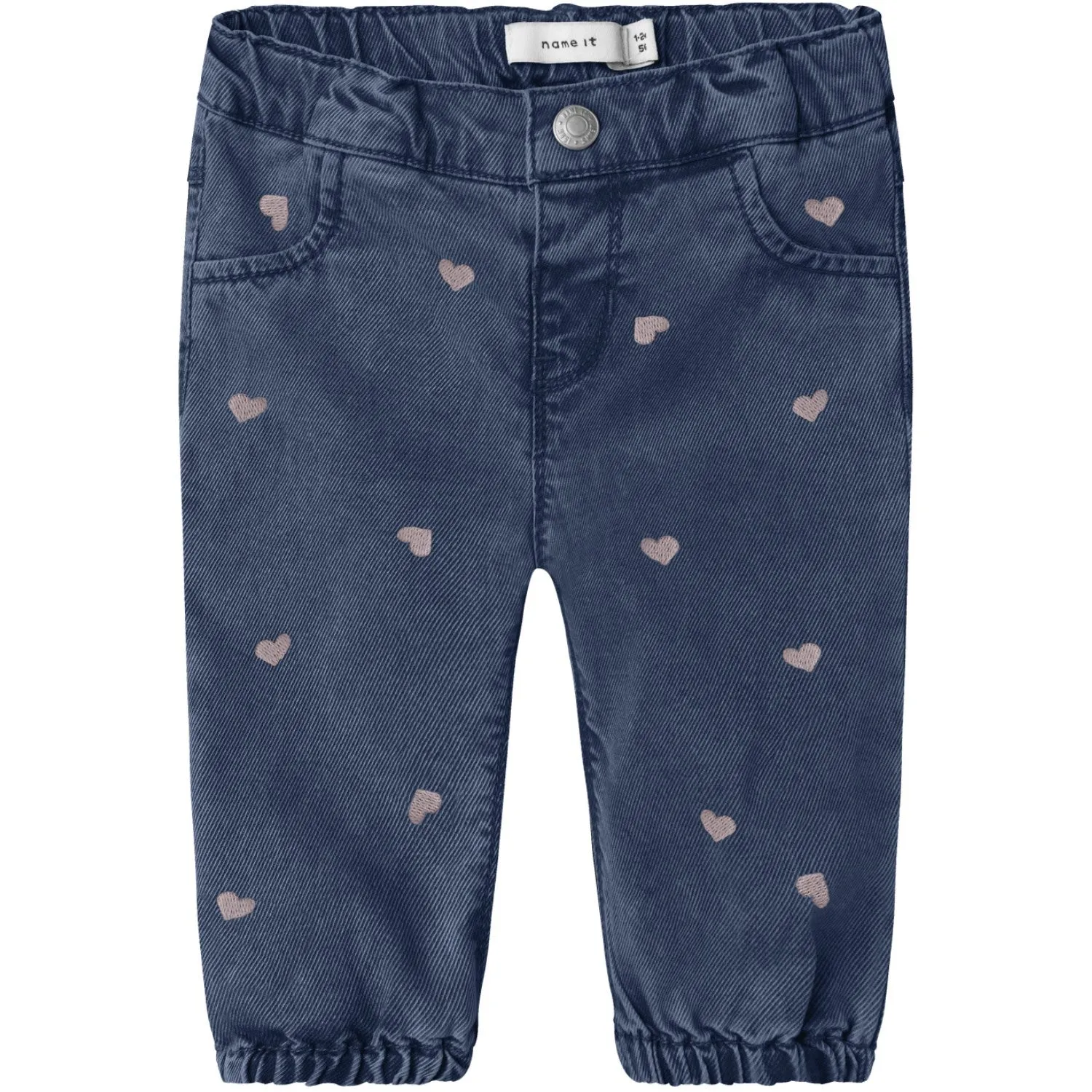 Minimalist Pocket Layout Non Fading Technology Name It Dark Blue Denim Hearts Emb Nmfrose Shaped R Emb Jeans 5321-Yb