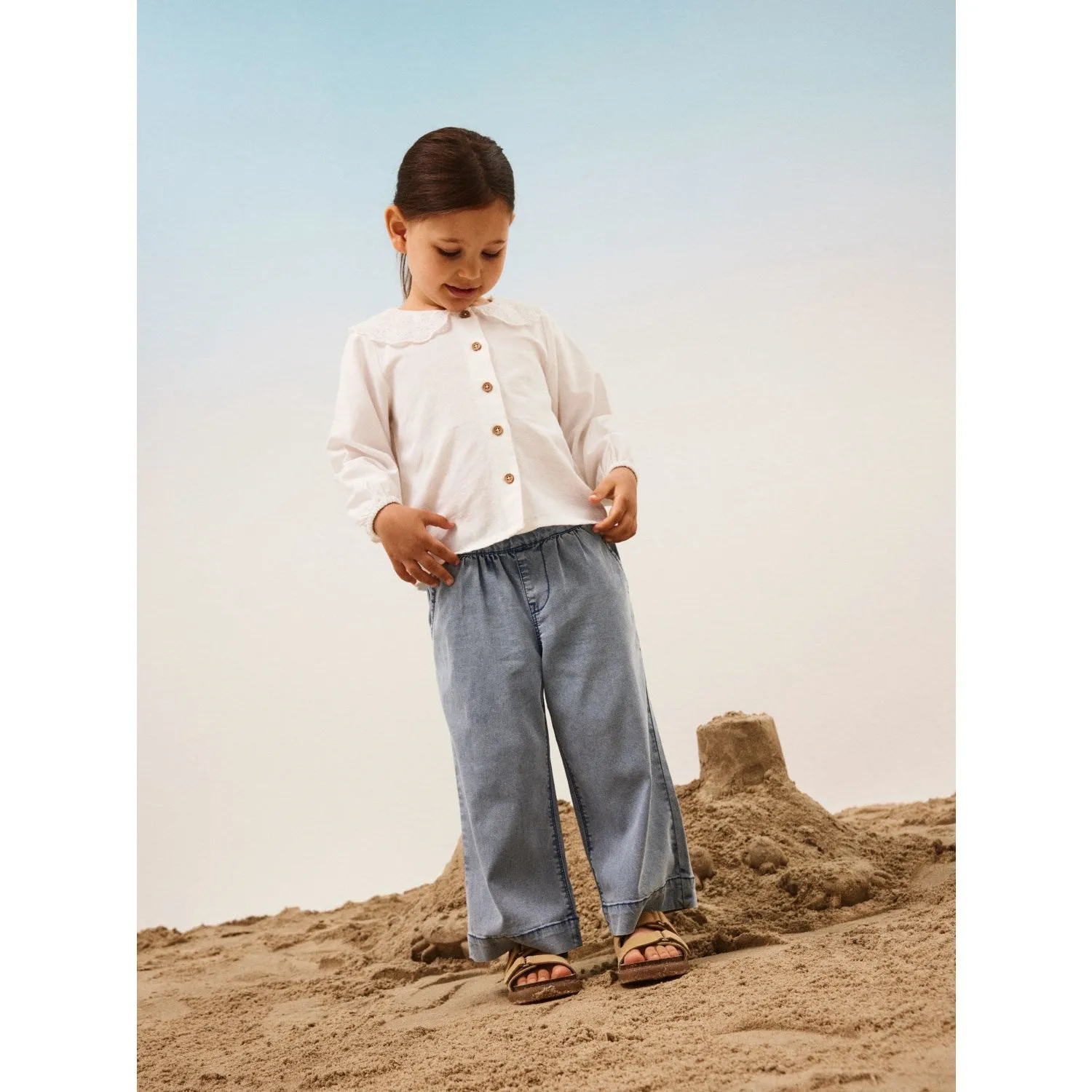 Name It Light Blue Denim Bella Wide Jeans Low Impact Dye