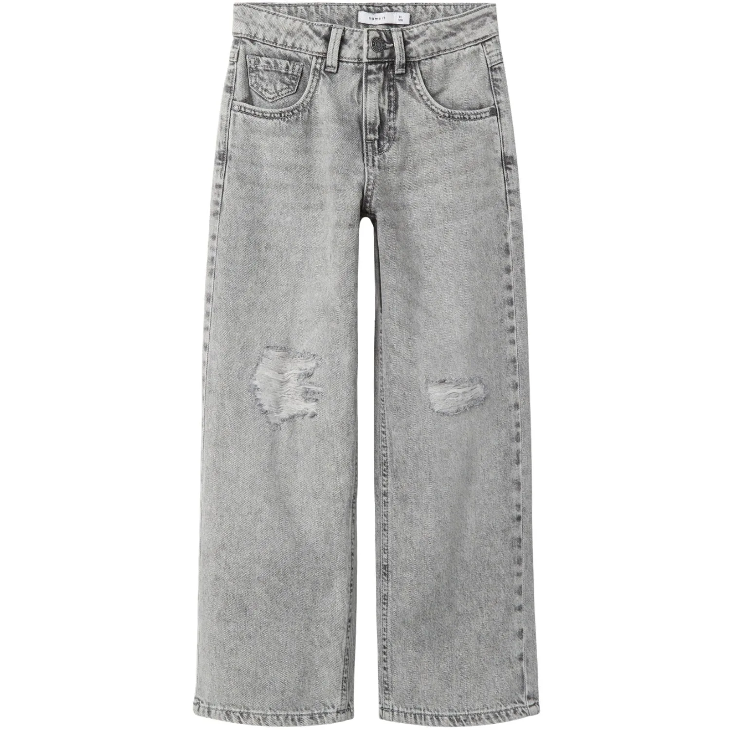 Name It Light Grey Denim Nkfrose Hw Wide Jeans Destr 1411-Be Noos Autumn Days Parent Style Bold Strong Stitch
