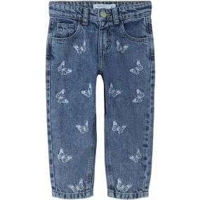 Name It Medium Blue Denim Butterfly Bella Mom Embroidery Jeans Daily Essentials