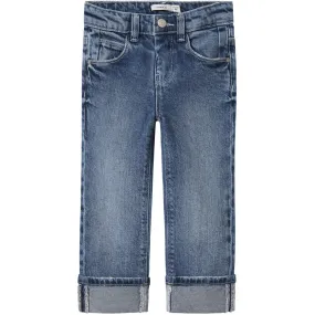 Name It Medium Blue Denim Nmfrose Straight Fold Jeans 4224-Az Noos Smooth Road Trip Durable Summer Vibes