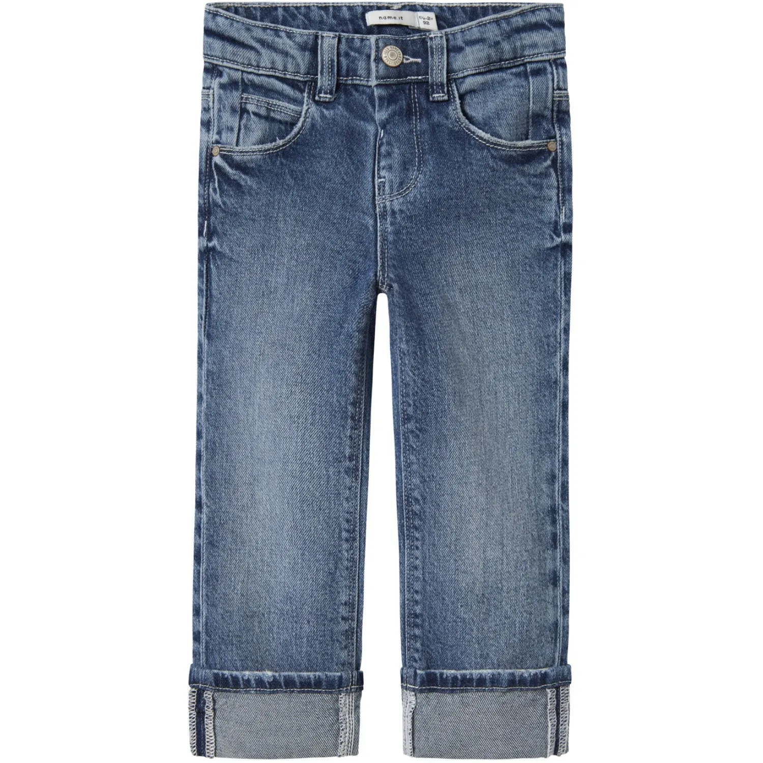 Name It Medium Blue Denim Nmfrose Straight Fold Jeans 4224-Az Noos Smooth Road Trip Durable Summer Vibes