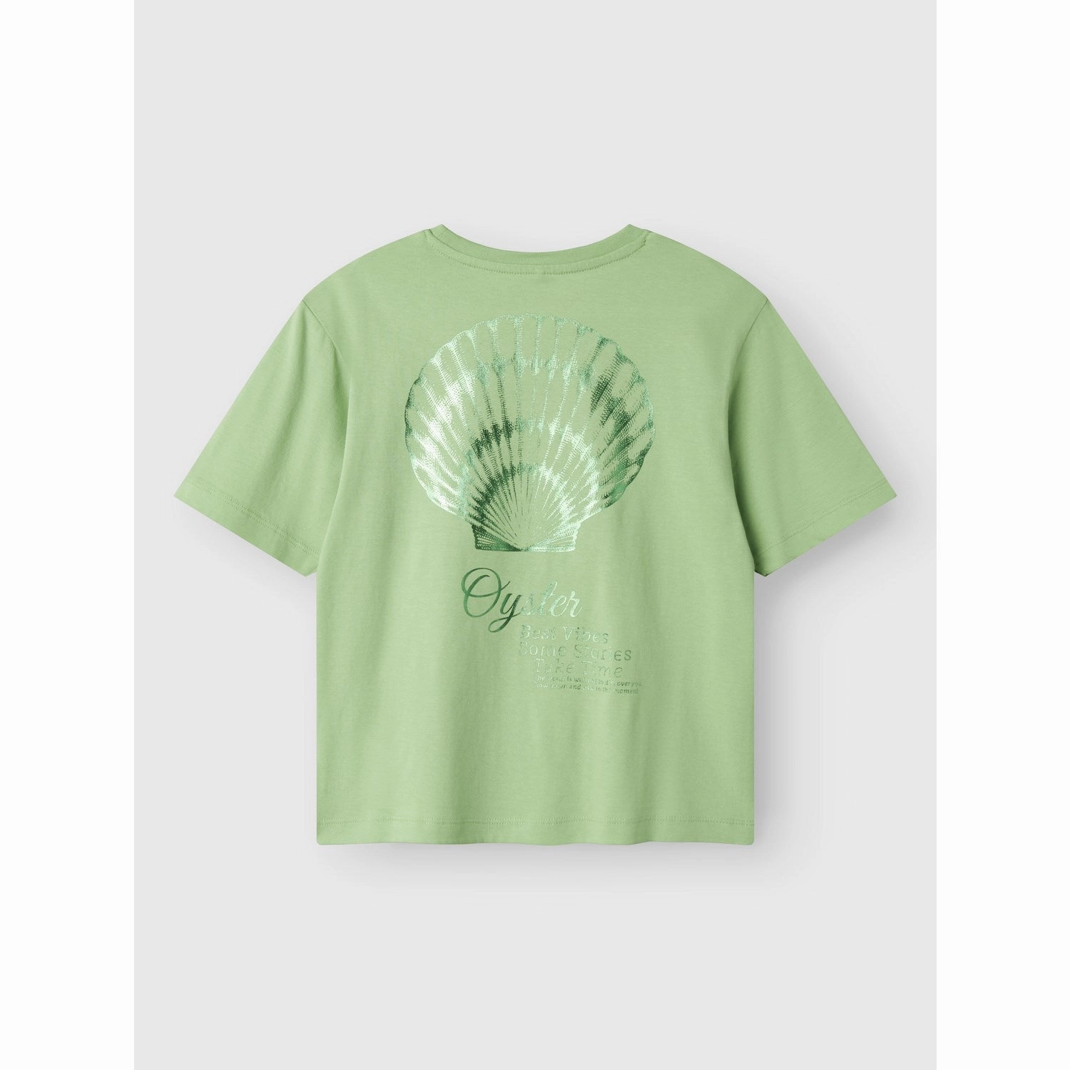 Name It Arcadian Green Flutti Regular T-Shirt Raw Hem Finish Reinforced Shoulders