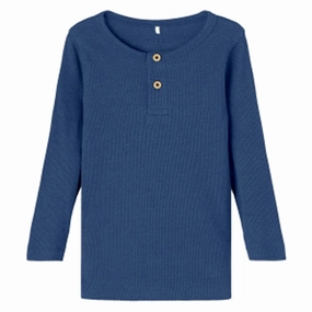 Name it Bijou Blue Kab Noos Blouse Quick Release Placket Laser Cut Edge Detail