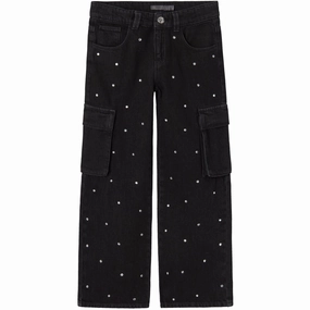 Weighted Hemline Name It Black Denim Rose Wide Cargo Jeans