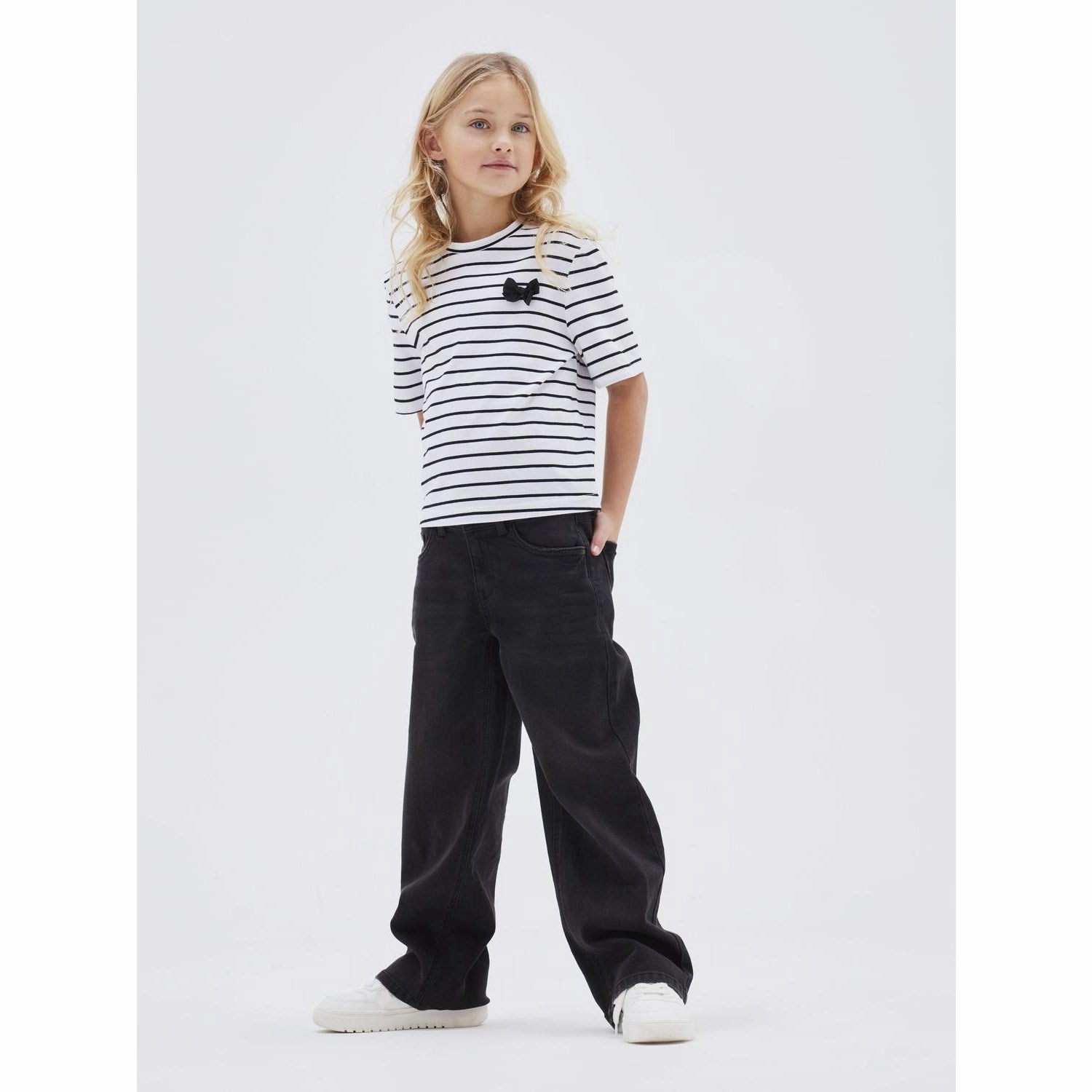 Name It Black Denim Rose Wide Jeans Trend Design Weekend Getaway Minimalist Breathable