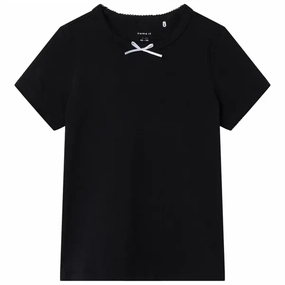 Name it Black Hejane T-Shirt Moisture Control Fabric Glossy Look
