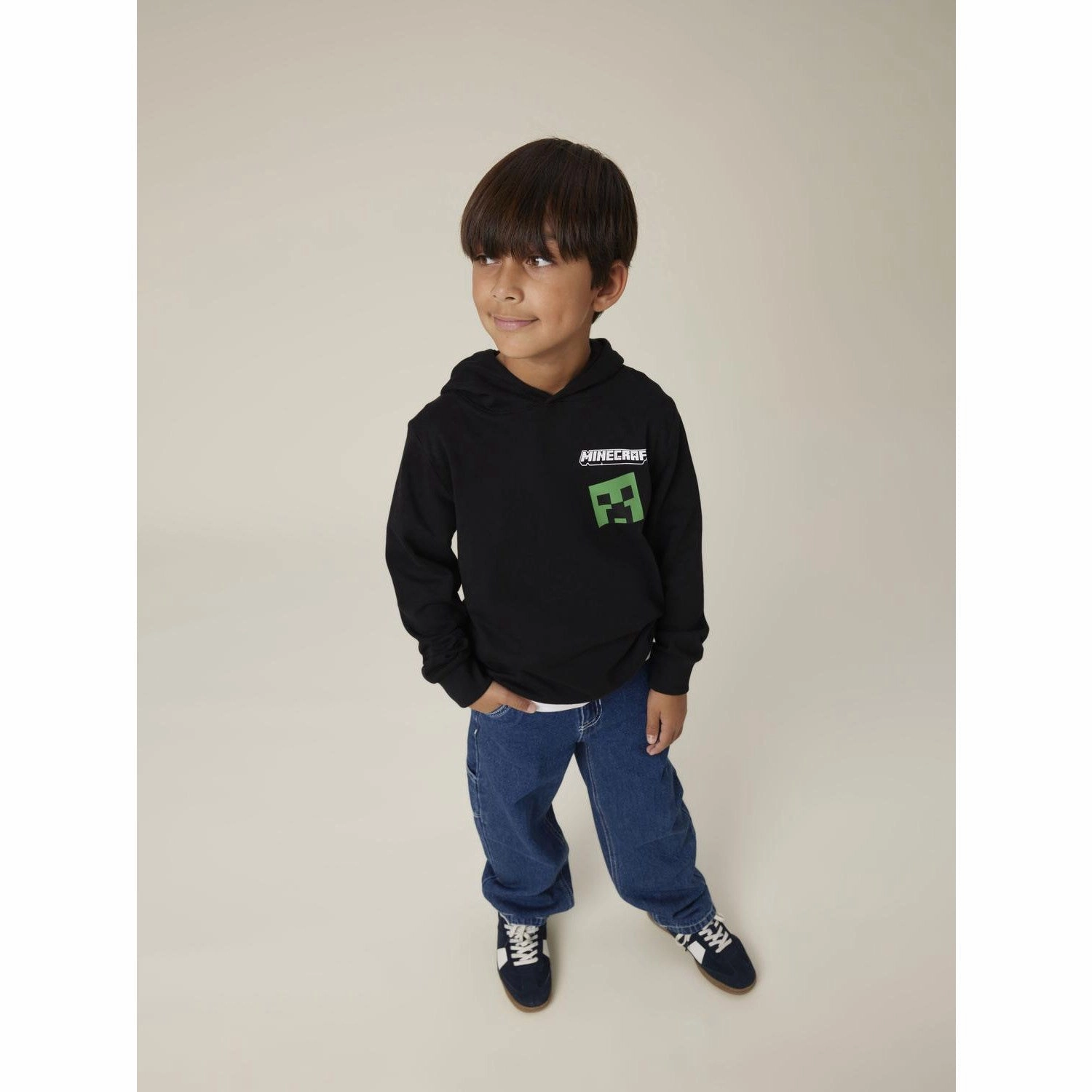Name It Black Jacot Minecraft Regular Sweatshirt Logo Patch