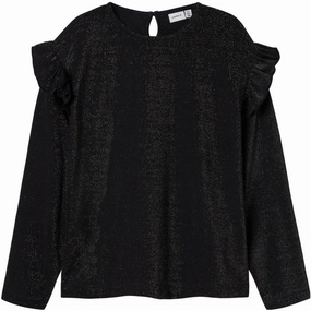Name It Black Roisin Regular Blouse Raw edge