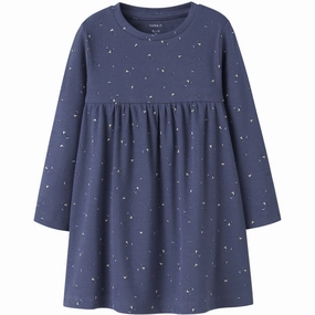 Name It Blue Indigo Nmfnelia Ls Dress Pb Subtle Motion Quick Outfit