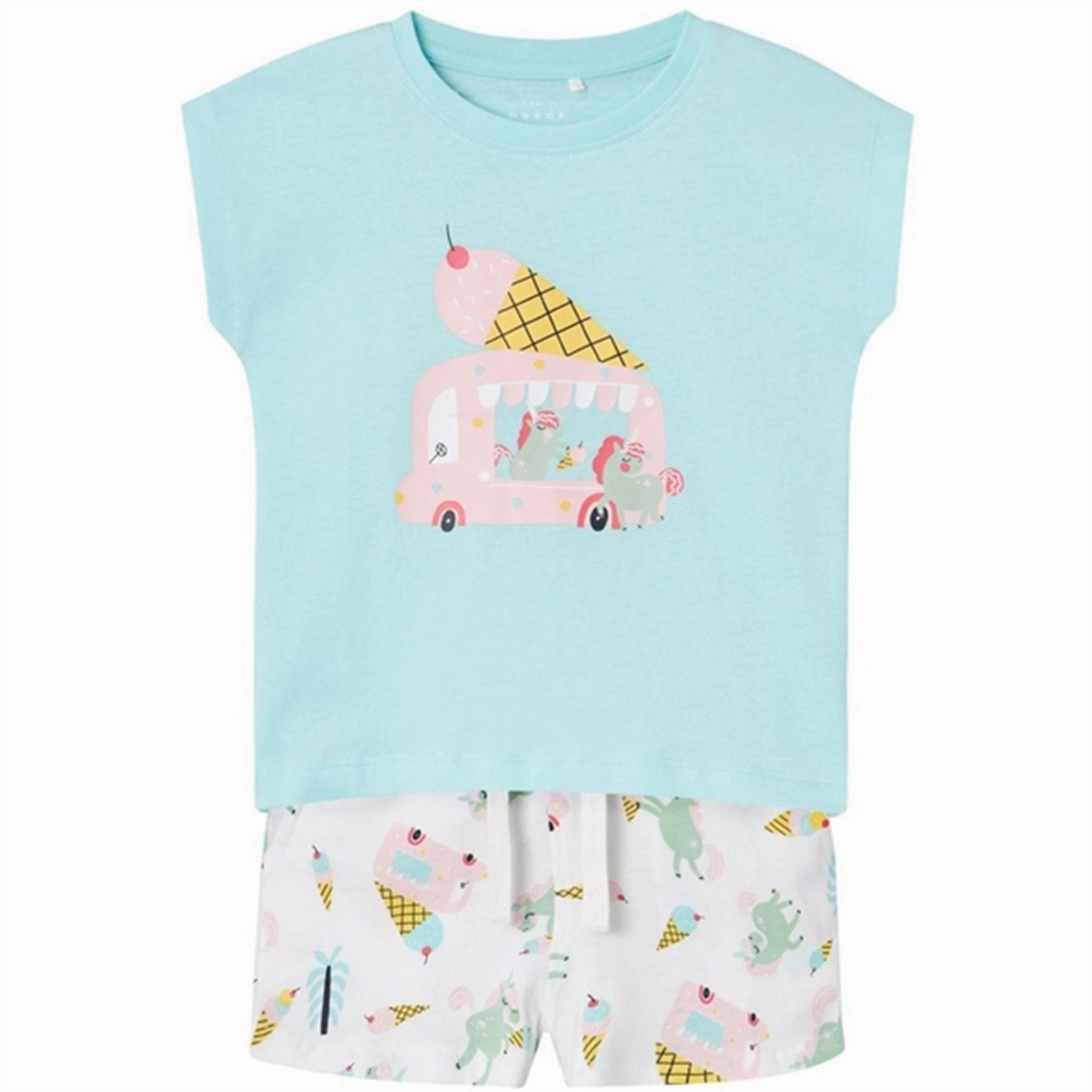 Wide Neck Opening Name it Blue Tint Unicorns And Icecreams Vigea T-Shirt Set