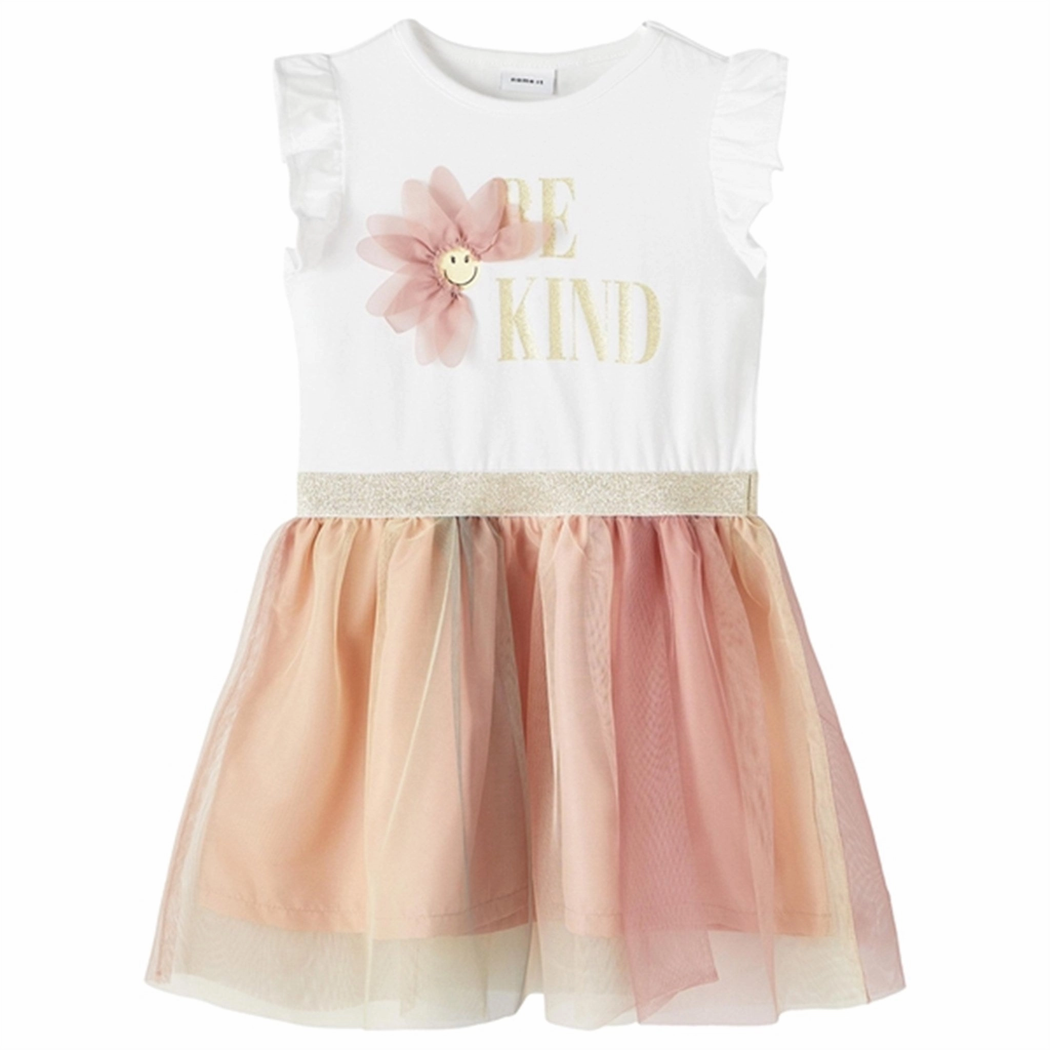 Name it Bright White Farra Happy Dress Floral Swing