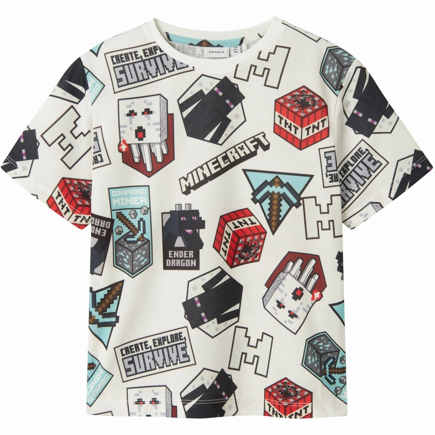 Daily Trend Kids playfulness Name It Bright White Map Minecraft Regular Poly T-Shirt