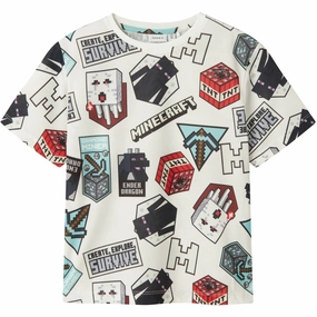 Daily Trend Kids playfulness Name It Bright White Map Minecraft Regular Poly T-Shirt