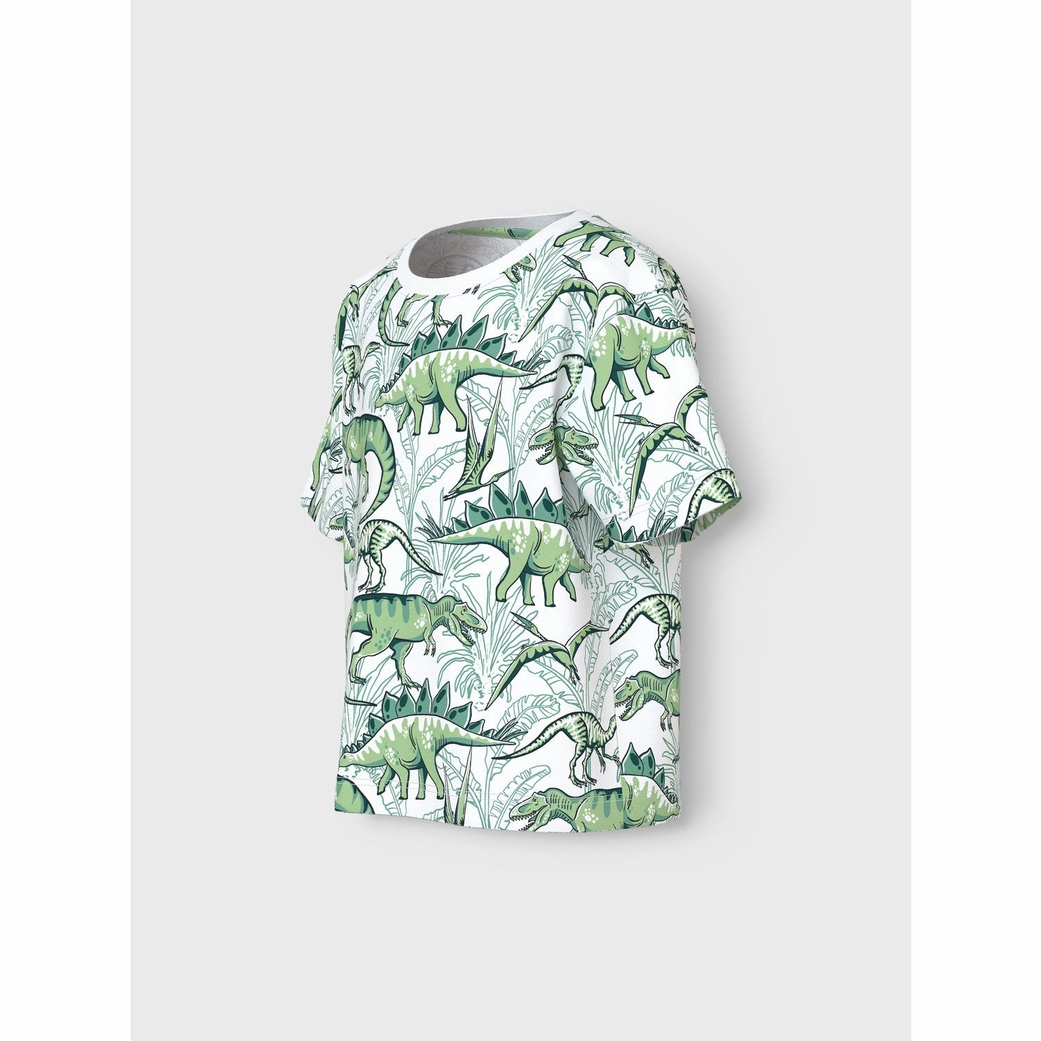 Name It Bright White Palm Dino Valther Regular T-Shirt Fashionable Comfort