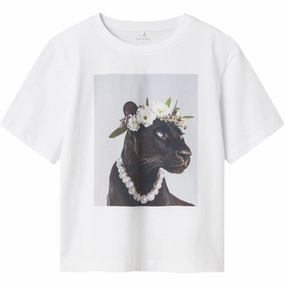 Workout Gear Luxury clothing Name It Bright White Panther Nkfvotea Ss Nreg Top