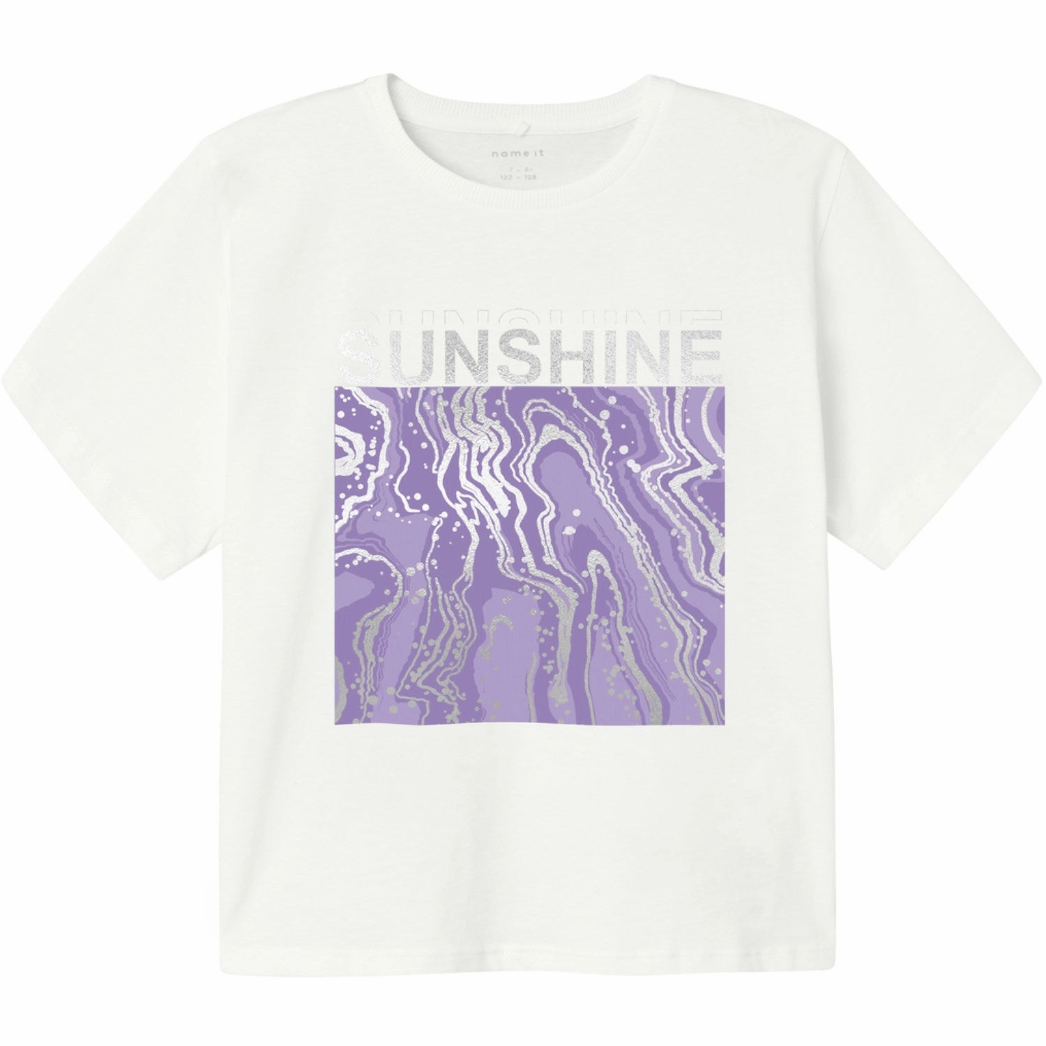 TexturedWeavePattern Name It Bright White Purple Rose Javase Loose Short T-Shirt