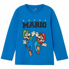 Name it Brilliant Blue Jubber Mario Blouse Hooded Neckline