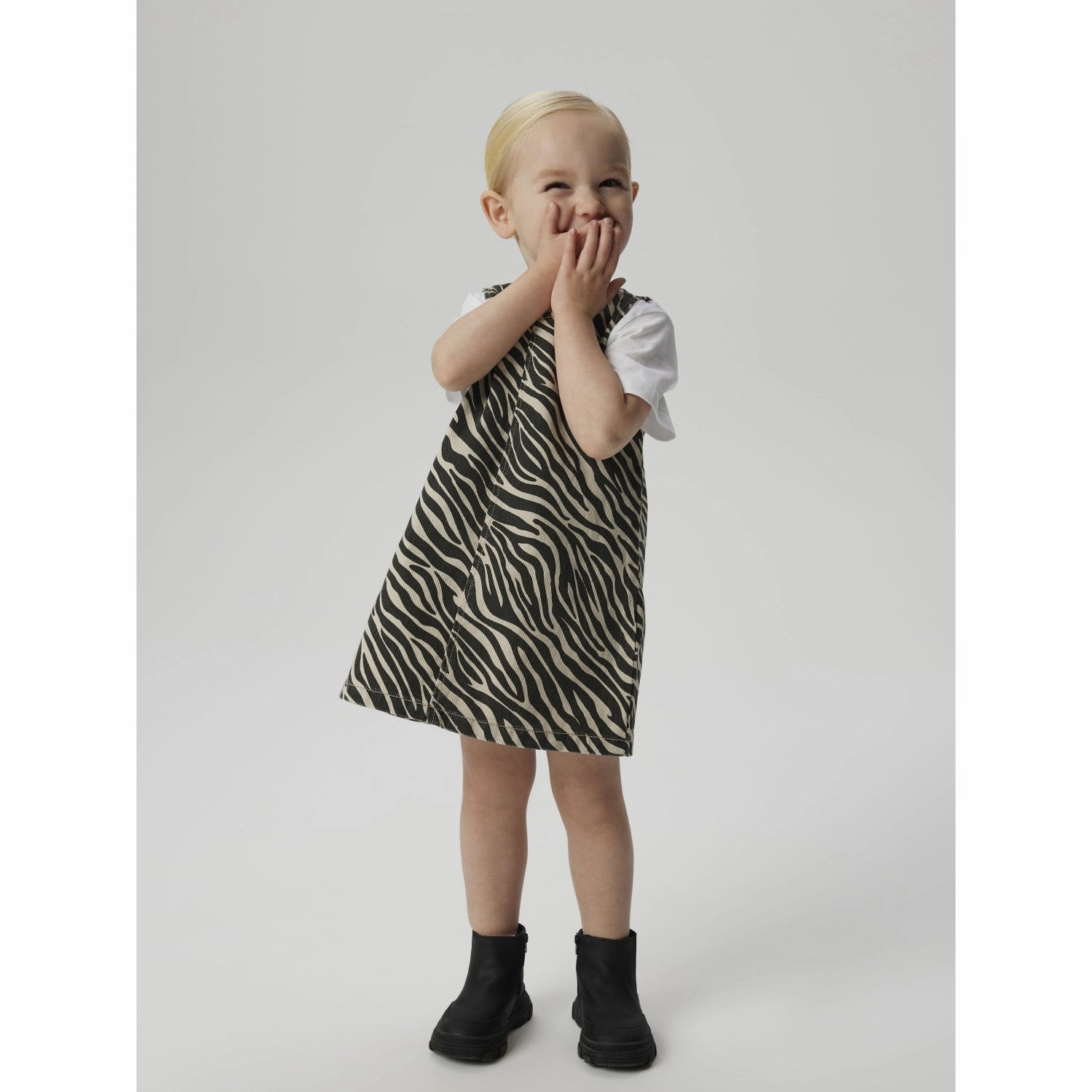 Name It Cement Black Zebra Zebra Twill Spencer Dress Satin Touch Airy Drape