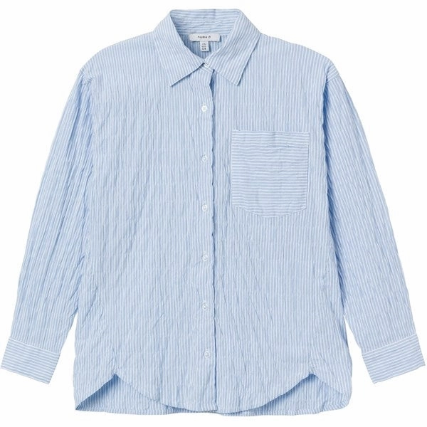 Ruffle Edge Name it Chambray Blue Dustripes Oversize Shirt