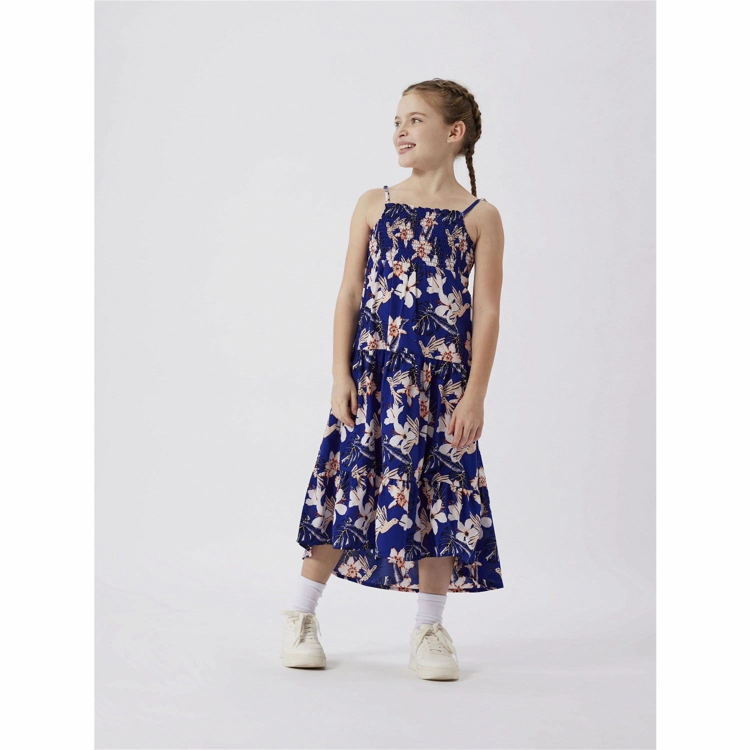 Name It Clematis Blue Bird Vinaya Strap Maxi Dress Flexible Cut Balloon-Sleeve